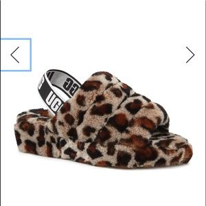 Ugg fluff yeah sandal slippers leopard print